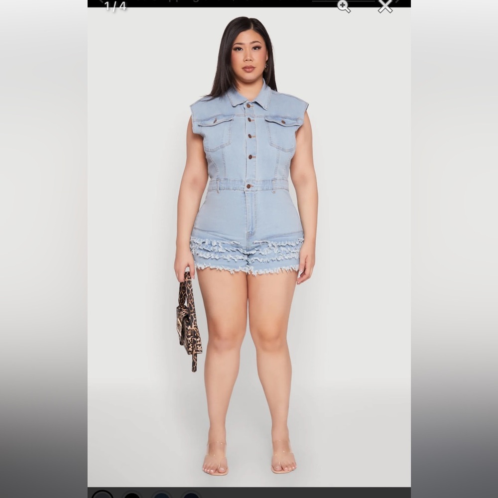 NWT Light Blue Denim Romper SIZE 2X